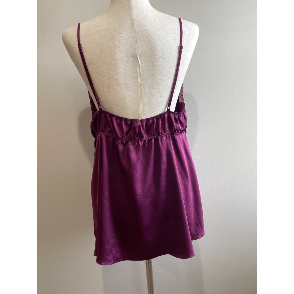 Victorias Secret Baby Doll Camisole Lingerie Top Womens XL Wine Lace Coquette - Picture 3 of 9